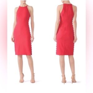 Badgley Mischka watermelon crêpe dress.